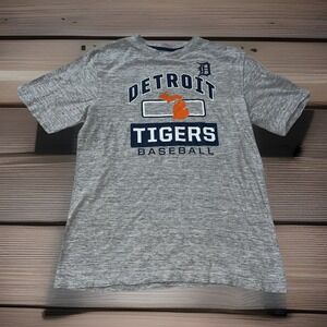 Detroit Tigers Grey Baseball T Shirt by Majestic Genuine Merchandise MLB‎ Jersey
